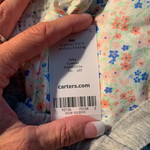 Girls NWT 9m carters 2 piece outfit overalls kitty - Picture 5 of 7